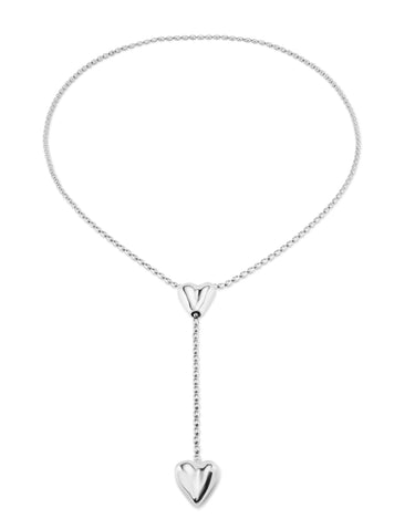 UNOde50 Silver Plated Chain with two Hearts Necklace COL1884MTL