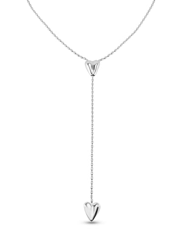 UNOde50 Silver Plated Chain with two Hearts Necklace COL1884MTL