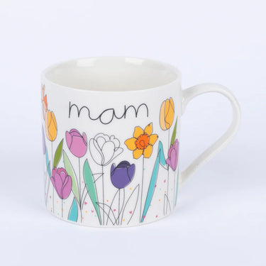 Belly Button Welsh Mam Mug with flower design