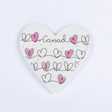 Belly Button Heart Shaped Ceramic Coaster With Cariad Design