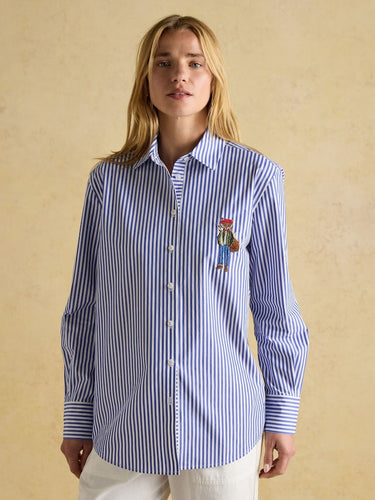 Joules Amilla Jonty Blue and White Boyfriend Fit Shirt