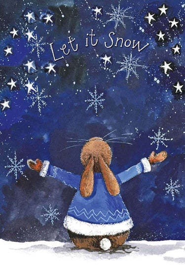 Alex Clark Let It Snow Rabbit Christmas Tea Towel