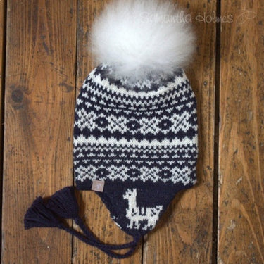 Alpaca Fair Isle Baby Hat -First year-Indigo