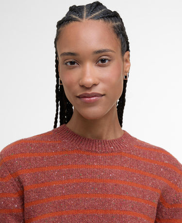 Barbour Women's Claydon Striped Crew Neck Jumper in Burnt Orange
