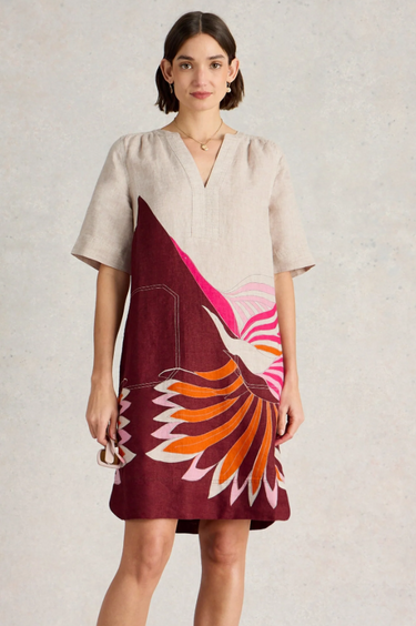 White Stuff June Short Sleeve Linen Dress