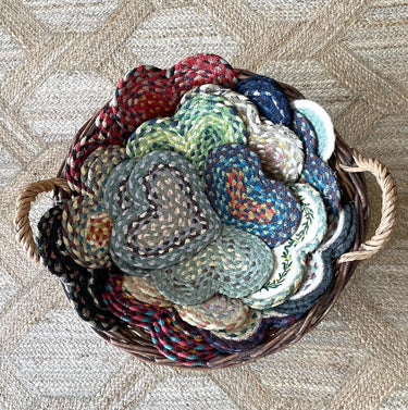 The Braided Rug Carnival Jute Heart Coaster 20x15