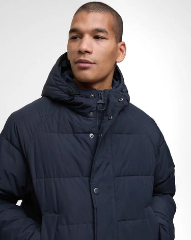 Barbour Hooded Bedale Puffer Jacket in Dark Navy