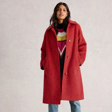 White Stuff Kelsey Wool Blend Coat in Bright Red