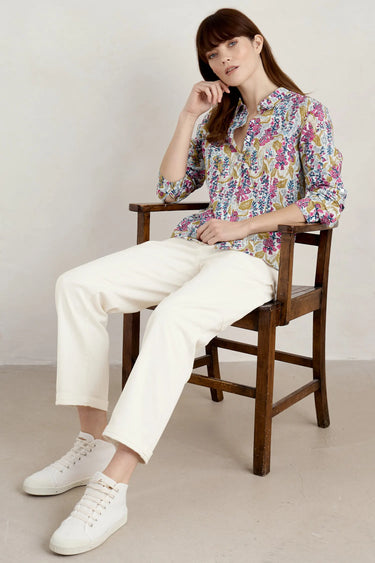 Seasalt Larissa Organic Cotton Shirt in Lino Foxglove Chalk