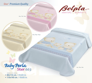 Belpla Baby Pram Blanket with Teddy Bear Design