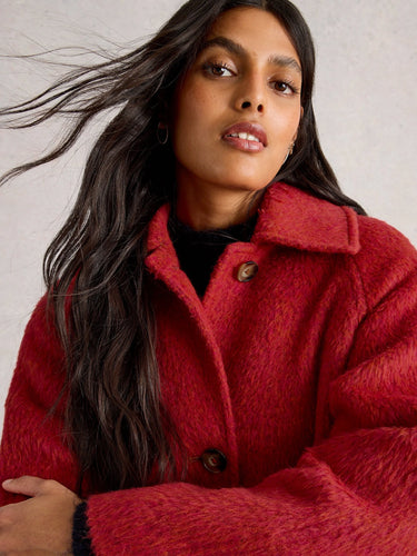 White Stuff Kelsey Wool Blend Coat in Bright Red
