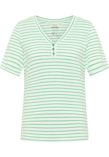 Barbara Lebek Striped Top - Tropical Green/Off White