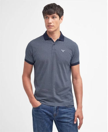 Barbour Shell Printed Short Sleeved Cotton Polo Shirt - Navy