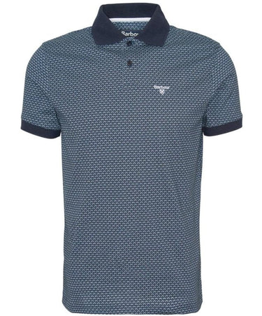 Barbour Shell Printed Short Sleeved Cotton Polo Shirt - Navy