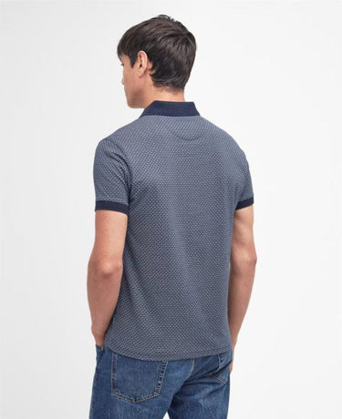 Barbour Shell Printed Short Sleeved Cotton Polo Shirt - Navy