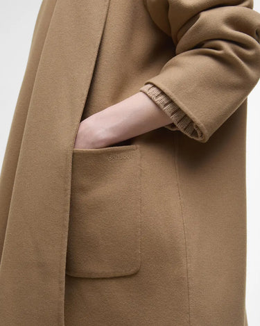Barbour Clementine Wool Scarf Coat in Camel