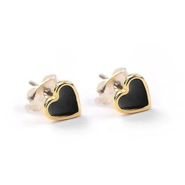 Carrie Elspeth Enamel Heart Studs - Black