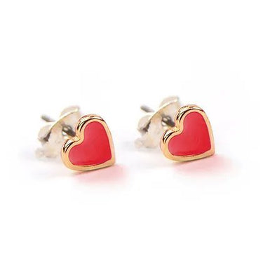 Carrie Elspeth Enamel Heart Studs - Fire Red