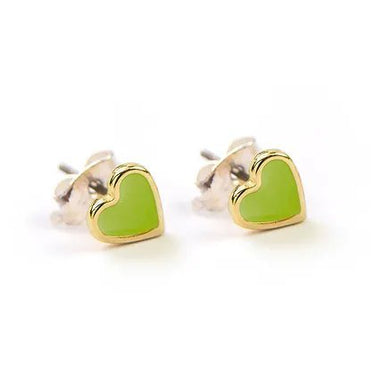 Carrie Elspeth Enamel Heart Studs - Lime