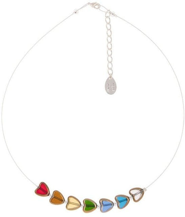 Carrie Elspeth Multi Gold Edged Hearts Necklace