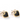 CARRIE ELSPETH BLACK ENAMEL HEART GOLD STUD EARRINGS
