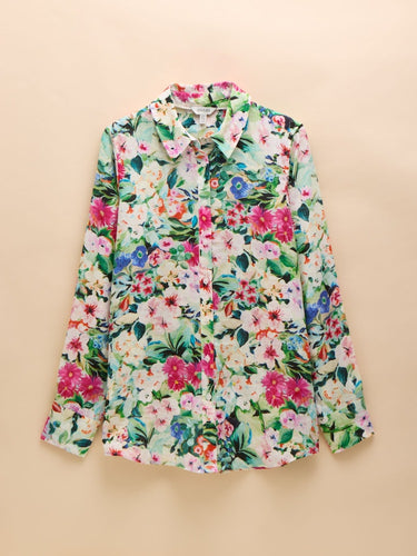 Joules Maeva Multi Floral Relaxed Fit Linen Shirt