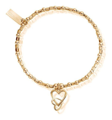 ChloBo Gold Mini Cube Interlocking Love Heart Bracelet