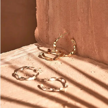 ChloBo Gold Sun Twisted Hoops