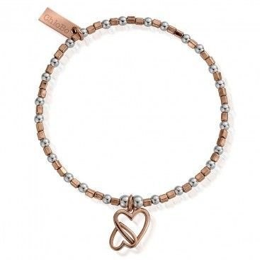 ChloBo Rose and Silver Interlocking Love Heart Bracelet