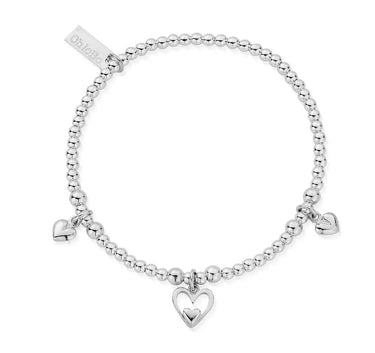 CHLOBO TRIPLE HEART BRACELET - SILVER