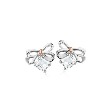 Clogau Christmas Bow Silver Stud Earrings