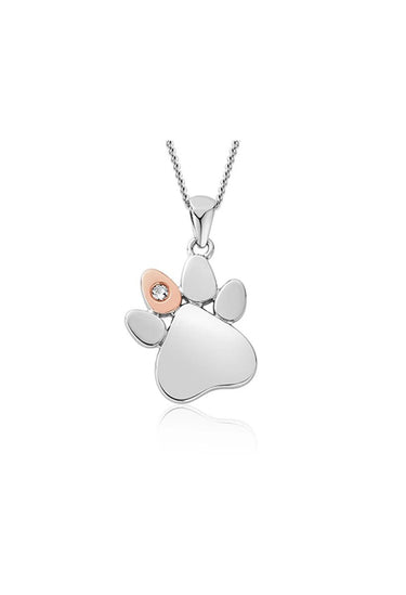 Clogau Paw Print White Topaz Pendant