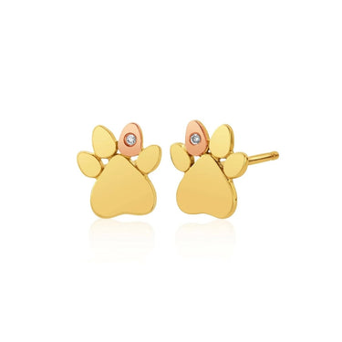 Clogau Paw Prints on My Heart Diamond Stud Earrings