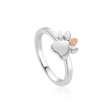 Clogau Paw Prints on My Heart Silver Stacking Ring