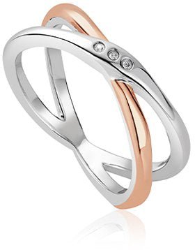 Clogau Ripples Cross Over White Topaz Ring