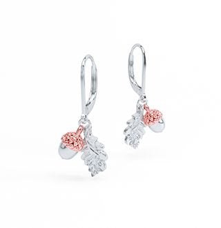 Clogau Royal Oak Leaf Silver Drop Earrings