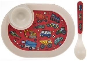 Colourful Cars Egg Plate & Spoon Set