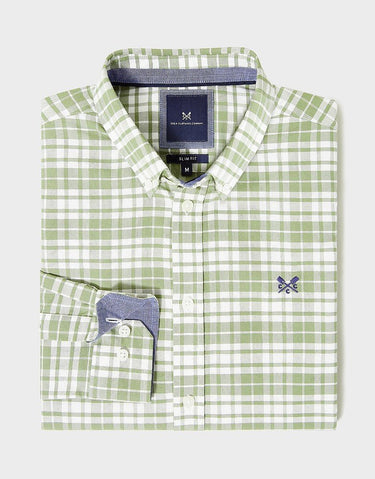 Crew Georgie Oxford Check Shirt - Artichoke White