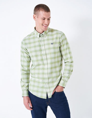 Crew Georgie Oxford Check Shirt - Artichoke White