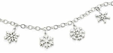 D for Diamond Silver Snowflake Charm Children's Bracelet