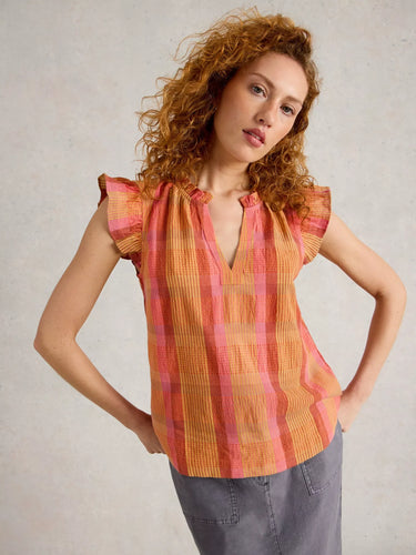 White Stuff Rosie Check Cotton Vest in Pink
