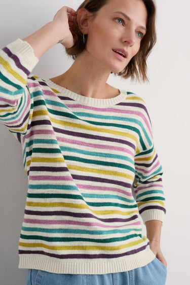 Seasalt Knavock 3/4 Sleeve Striped Jumper