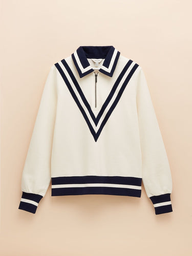 Joules Dawlish Cream Quarter Zip Cotton Sweatshirt