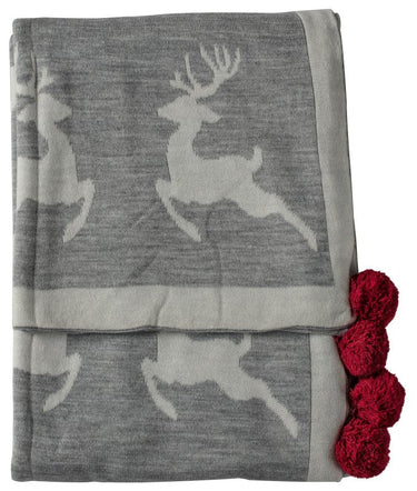 Dancing Raindeers Pom Pom Throw