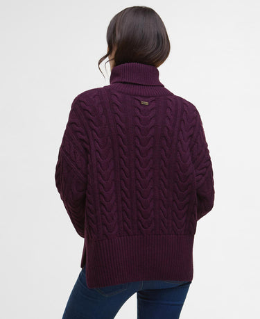 Barbour Women's Embleton Rollneck Jumper in Black Cherry