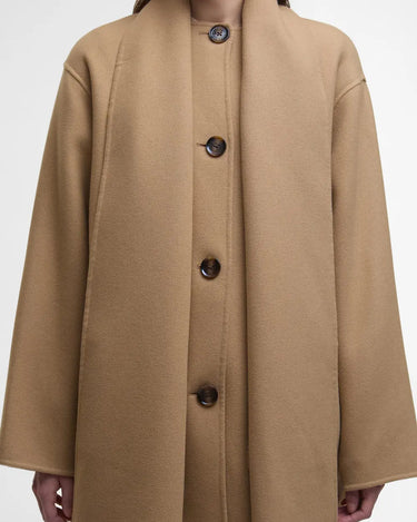 Barbour Clementine Wool Scarf Coat in Camel