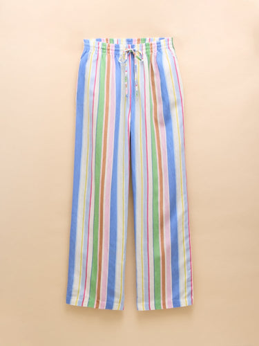 Joules Pull on Multi Stripe Trousers with Linen