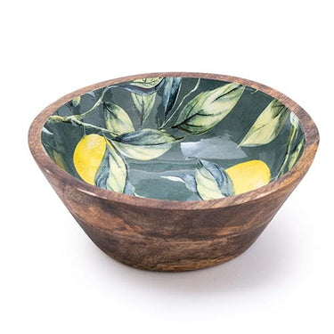 CANDLELIGHT ROUND DISH WITH ENAMEL INLAY LEMONS