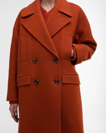 Barbour Blyth Double Breasted Wool Coat in Burnt Orange