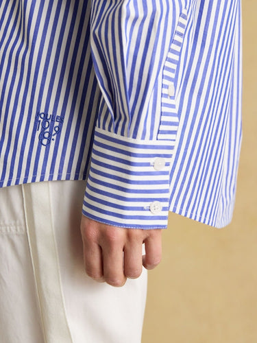 Joules Amilla Jonty Blue and White Boyfriend Fit Shirt